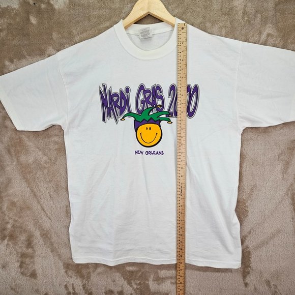 Jerzees Mardi Gras 2000 New Orleans T-Shirt Men's Size L White Graphic Print - Picture 6 of 10